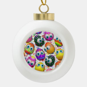 Cute Easter Eggs Cartoon Ornament