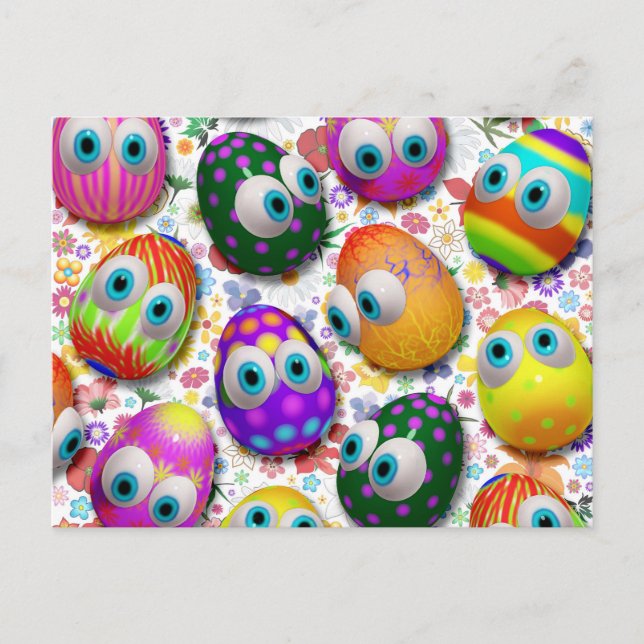 Cute Easter Eggs Cartoon Postcards (Front)