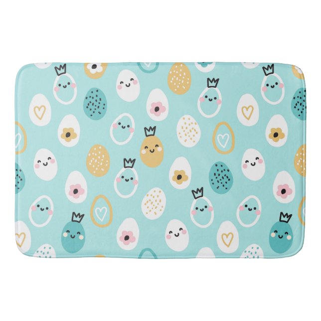 Cute Easter Eggs Pattern Kawaii Pastel Eggs  Bath Mat (Front)