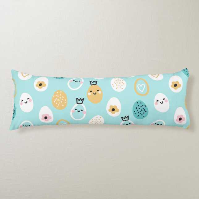 Cute Easter Eggs Pattern Kawaii Pastel Eggs  Body Cushion (Front)