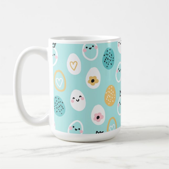 Cute Easter Eggs Pattern Kawaii Pastel Eggs  Coffee Mug (Left)