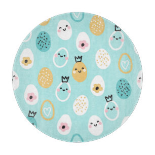 Cute Easter Eggs Pattern Kawaii Pastel Eggs  Cutting Board