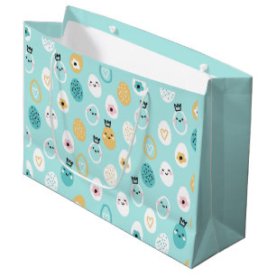 Cute Easter Eggs Pattern Kawaii Pastel Eggs  Large Gift Bag
