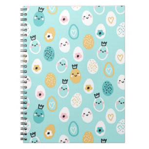 Cute Easter Eggs Pattern Kawaii Pastel Eggs  Notebook