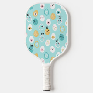 Cute Easter Eggs Pattern Kawaii Pastel Eggs Pickleball Paddle