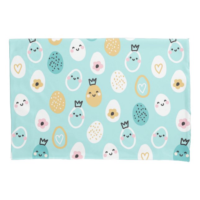 Cute Easter Eggs Pattern Kawaii Pastel Eggs  Pillowcase (Front)