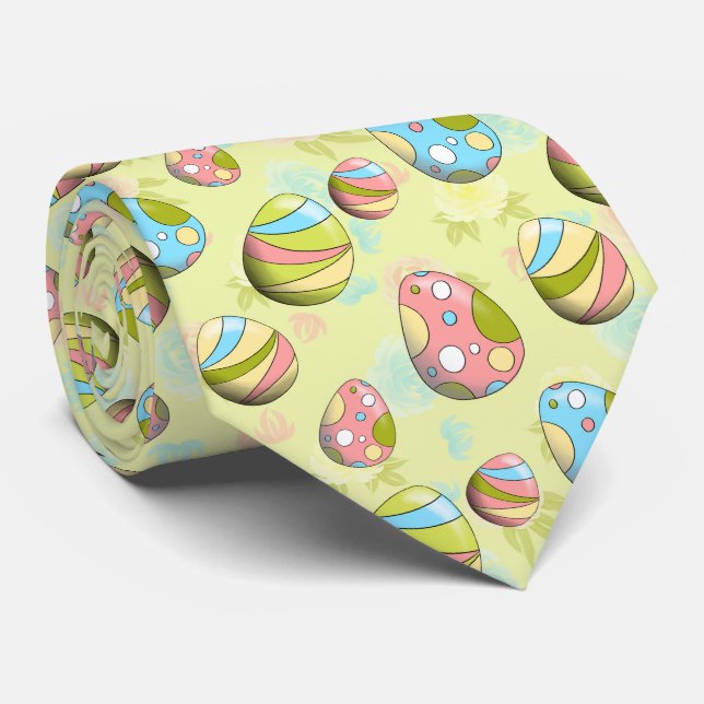 cute Easter eggs tiled pattern Tie (Rolled)