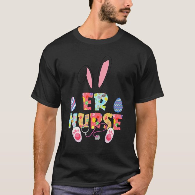 Cute Easter Er Nurse Cna Bunny Ears Happy Easter E T-Shirt (Front)