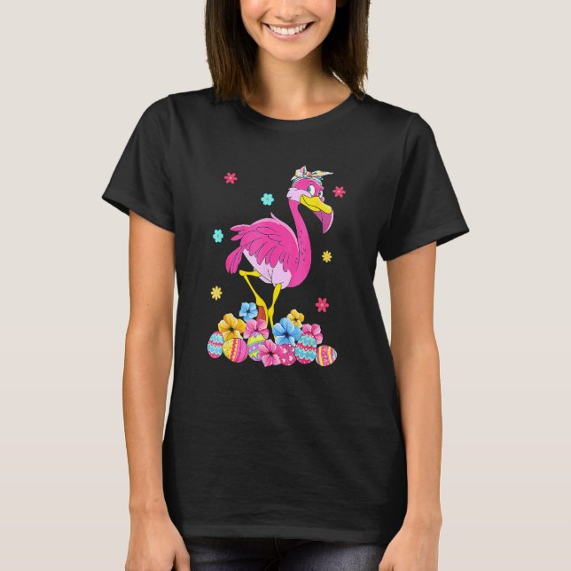 Cute Easter Flamingo Bunny Eggs Flower Spring Men  T-Shirt (Front)