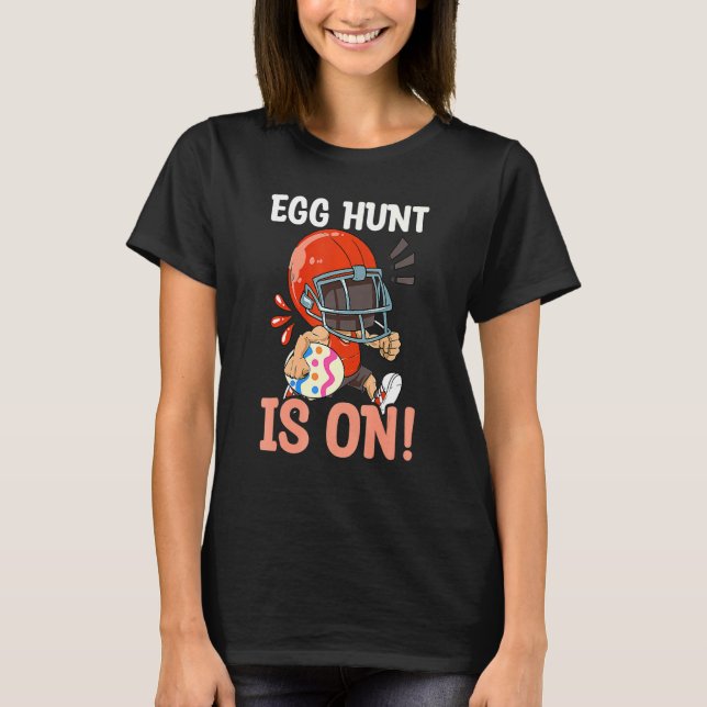 Cute Easter Football Sport Eggs Hunt Is On Pajama T-Shirt (Front)