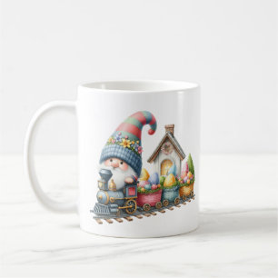 Cute Easter gnome train add monogram watercolor Coffee Mug