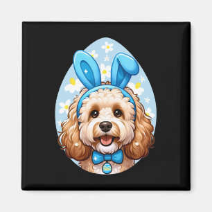 Cute Easter Goldendoodle Doodle Bunny Ears Dog Des Magnet