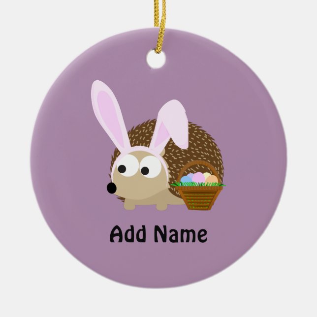 Cute Easter Hedgehog Ceramic Ornament (Front)