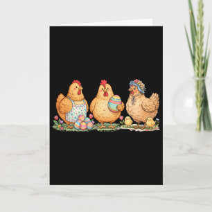 Cute Easter Hens Trio Farm Chicken Spring Holiday Card