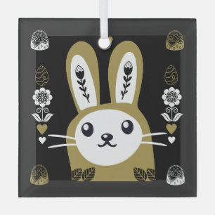 Cute Easter Holiday Rabbit Glass Tree Decoration