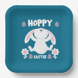 Cute Easter Holiday Rabbit Paper Plate