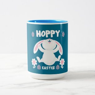 Cute Easter Holiday Rabbit Two-Tone Coffee Mug