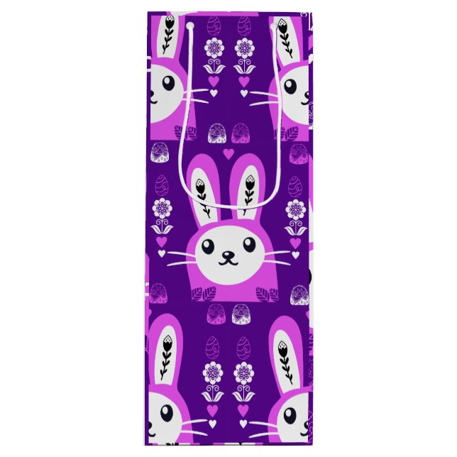 Cute Easter Holiday Rabbit Wine Gift Bag (Front)