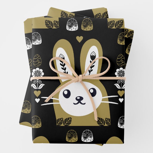 Cute Easter Holiday Rabbit Wrapping Paper Sheet (In situ)