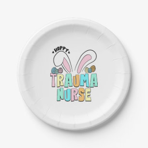 Cute Easter Hoppy Trauma Nurse Bunny Ears Paper Plate