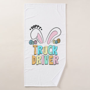 Cute Easter Hoppy Truck Driver Bunny Ears Bath Towel