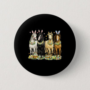 Cute Easter Horse Bunny Ears Eggs Spring Floral Gi 6 Cm Round Badge