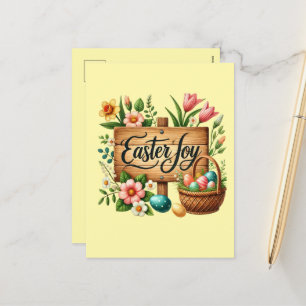 Cute Easter joy word art Holiday Postcard