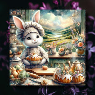 Cute Easter Kitchen Chef Bunny Holiday Card