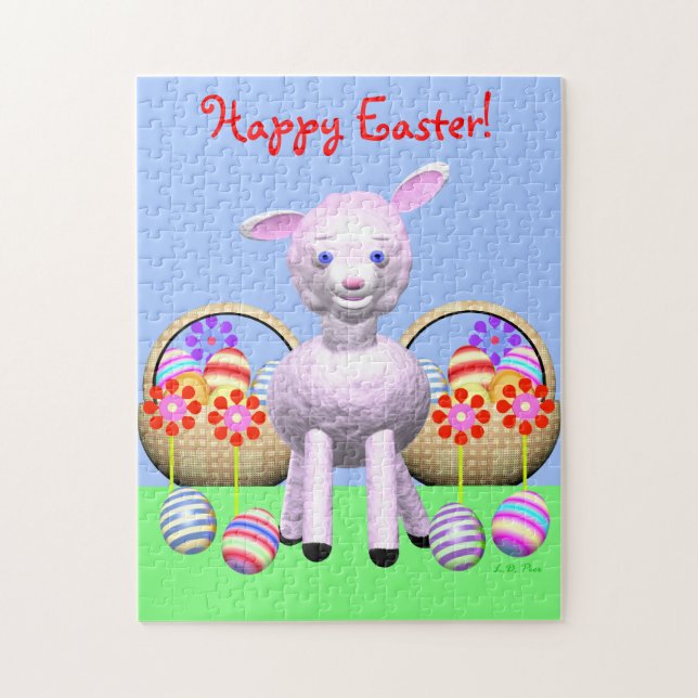 Cute Easter Lamb and Eggs Jigsaw Puzzle (Vertical)