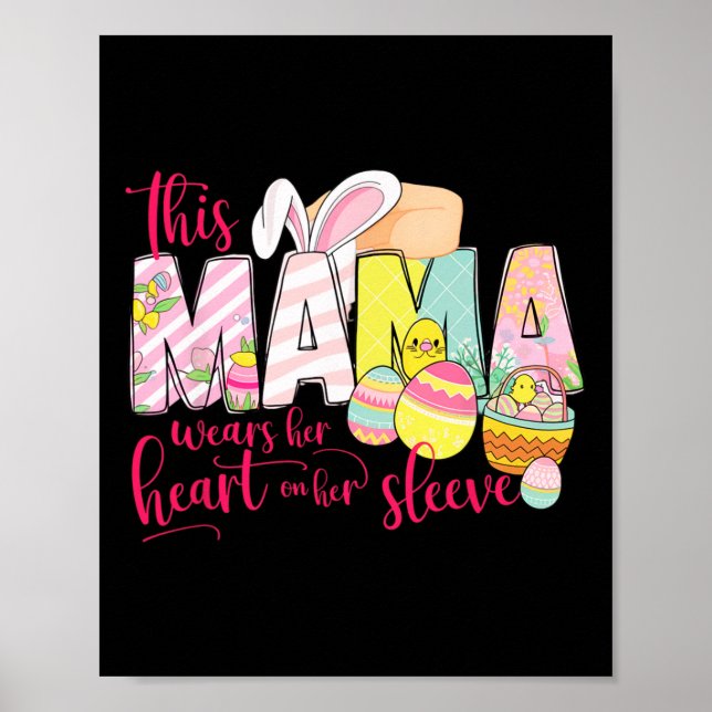 Cute Easter Mama Bunny Floral Mother’s Day Spring  Poster (Front)