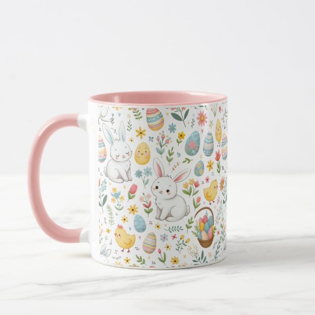 Cute Easter Mug with Bunny and Egg Pattern (Left)
