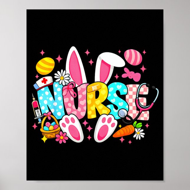Cute Easter Nurse Bunny Poster (Front)