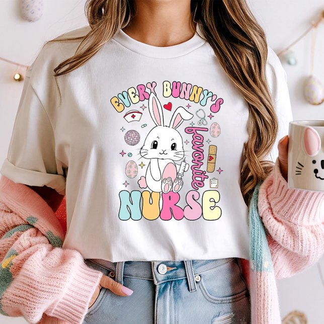 Cute Easter Nurse Bunny Shirt; Fun Spring Medical T-Shirt (Creator Uploaded)