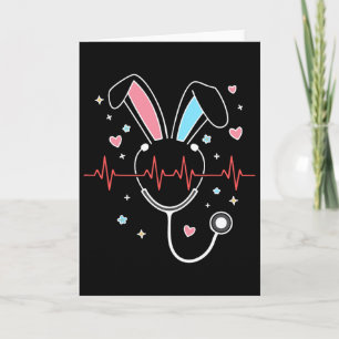 Cute Easter Nurse Bunny Stethoscope Heartbeat Nurs Card