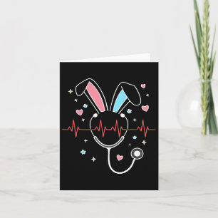 Cute Easter Nurse Bunny Stethoscope Heartbeat Nurs Card