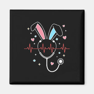 Cute Easter Nurse Bunny Stethoscope Heartbeat Nurs Magnet