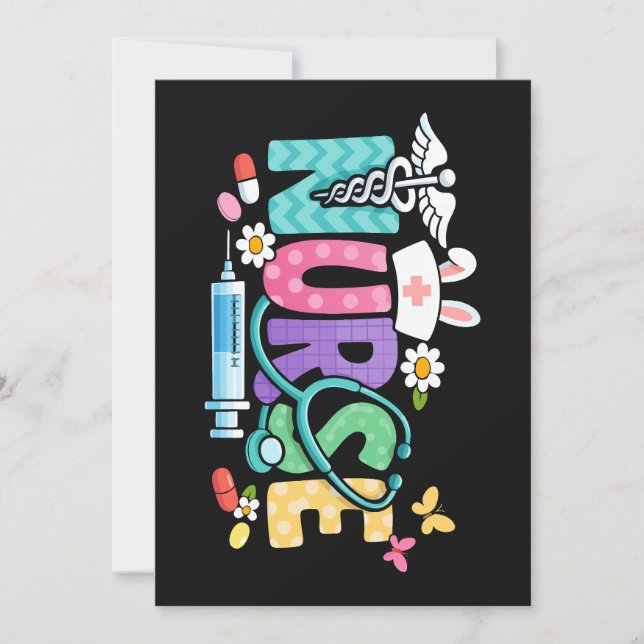 Cute Easter Nurse Medical Humour Invitation (Front)