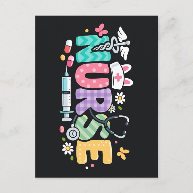 Cute Easter Nurse Medical Humour Postcard (Front)