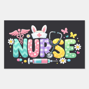 Cute Easter Nurse Medical Humour Rectangular Sticker