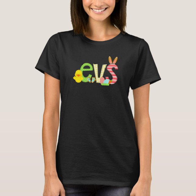 Cute Easter Nurse Rn Evs Bunny Ears Happy Easter E T-Shirt (Front)