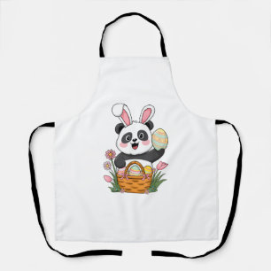 Cute Easter Panda Bunny Rabbit Easter Egg Basket P Apron