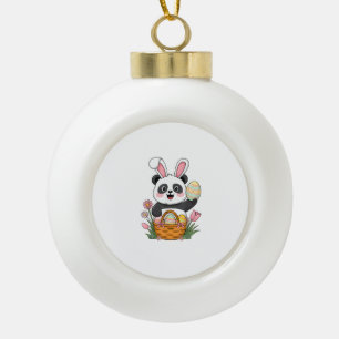 Cute Easter Panda Bunny Rabbit Easter Egg Basket P Ceramic Ball Christmas Ornament