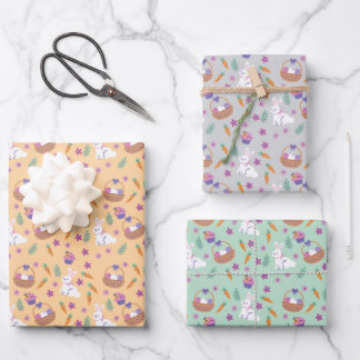Cute Easter Pattern Bunny Wrapping Paper Sheet