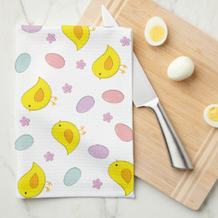 Cute Easter pattern Chickens Eggs Custom colour Tea Towel