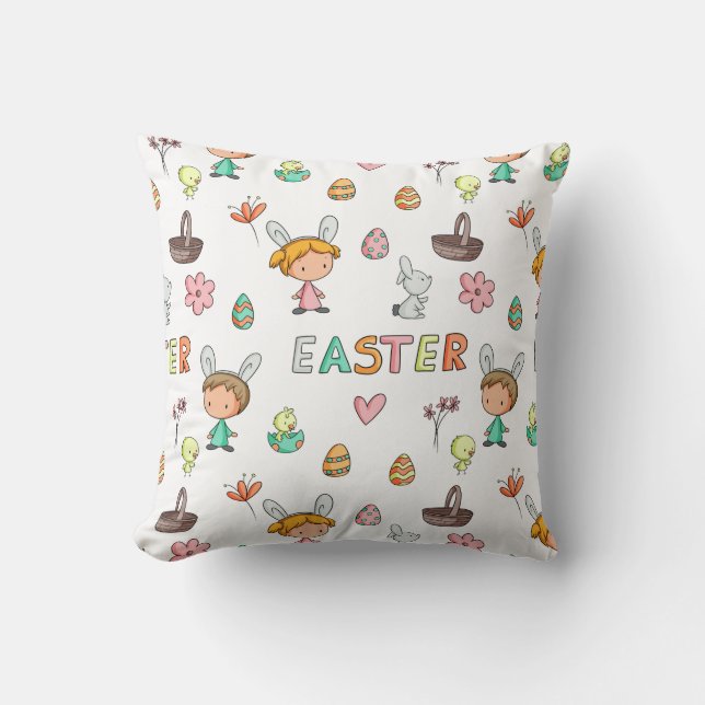 Cute Easter Pattern Kids Cushion (Front)