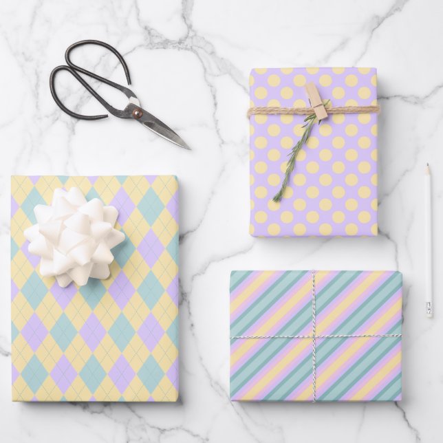 Cute Easter Pattern Pastel Wrapping Paper Sheet (Front)