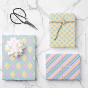 Cute Easter Pattern Pastel Wrapping Paper Sheet