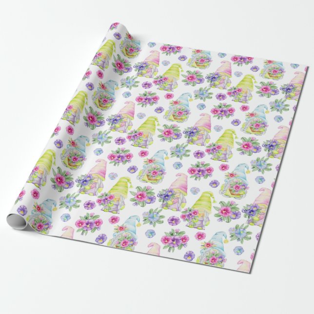 Cute Easter Pattern Wrapping Paper (Unrolled)