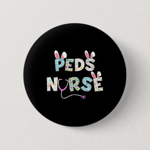 Cute Easter Peds Nurse Bunny Ears Happy Easter Egg 6 Cm Round Badge