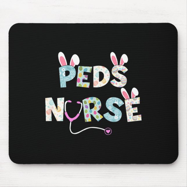 Cute Easter Peds Nurse Bunny Ears Happy Easter Egg Mouse Pad (Front)